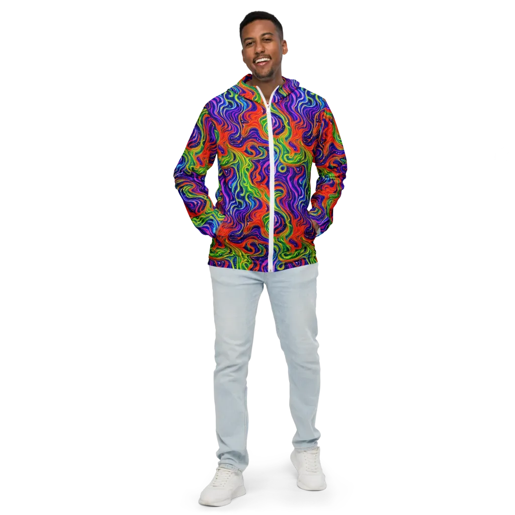 Kaleidoscope Tide on Men's Windbreaker — Front