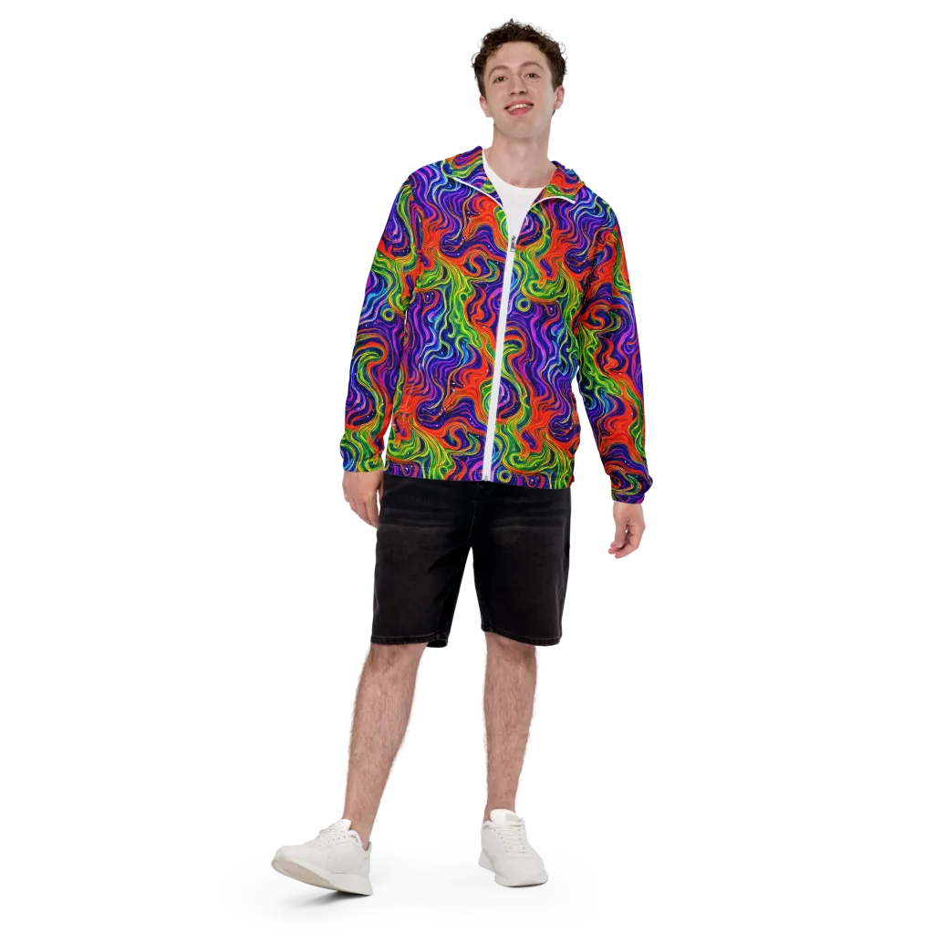 Kaleidoscope Tide on Men's Windbreaker — Front