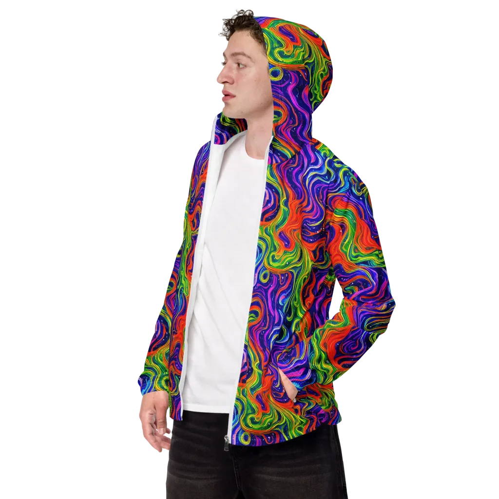 Kaleidoscope Tide on Men's Windbreaker — Left Front
