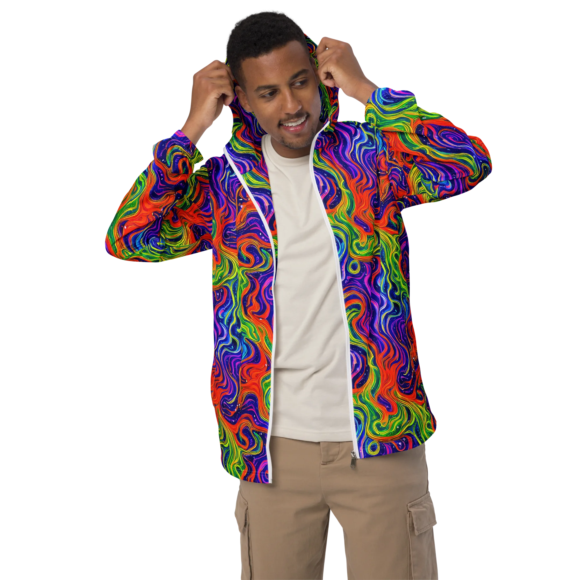 Kaleidoscope Tide on Men's Windbreaker — Front