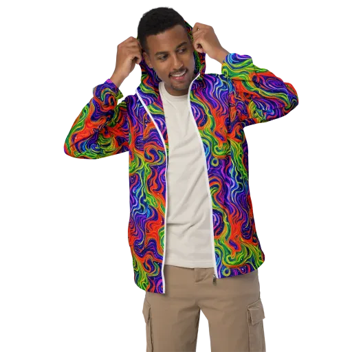 Kaleidoscope Tide on a Men's Windbreaker