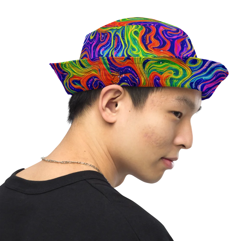 Kaleidoscope Tide on Reversible Bucket Hat — Right Outside