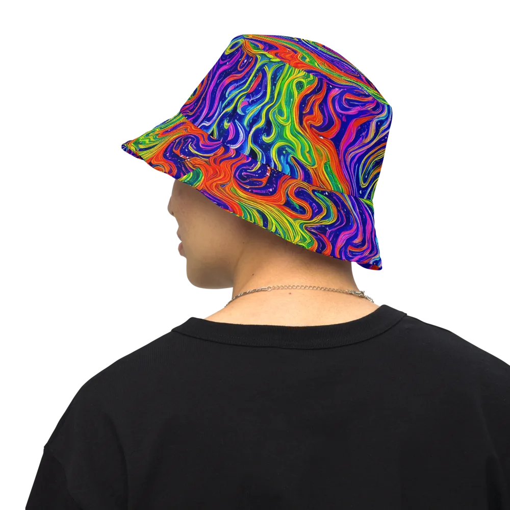 Kaleidoscope Tide on Reversible Bucket Hat — Back Inside