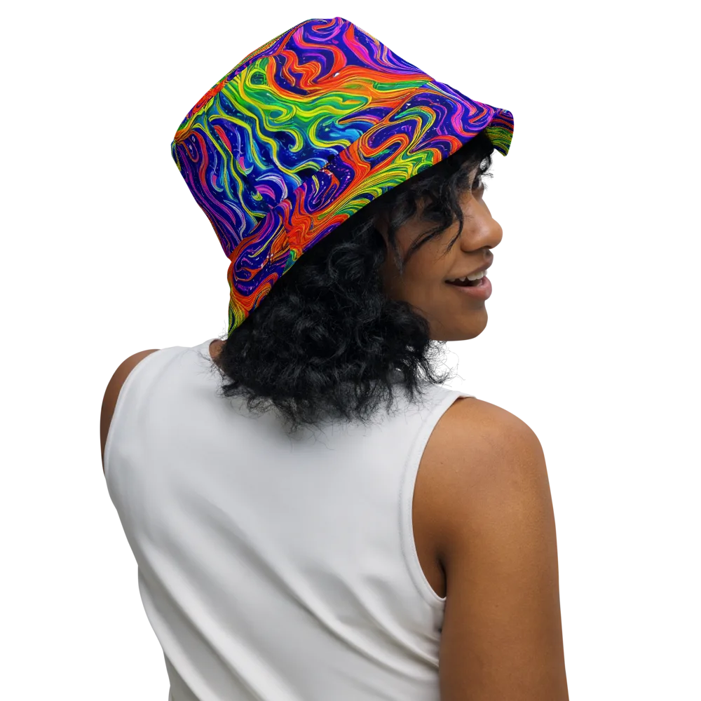 Kaleidoscope Tide on Reversible Bucket Hat — Right Outside