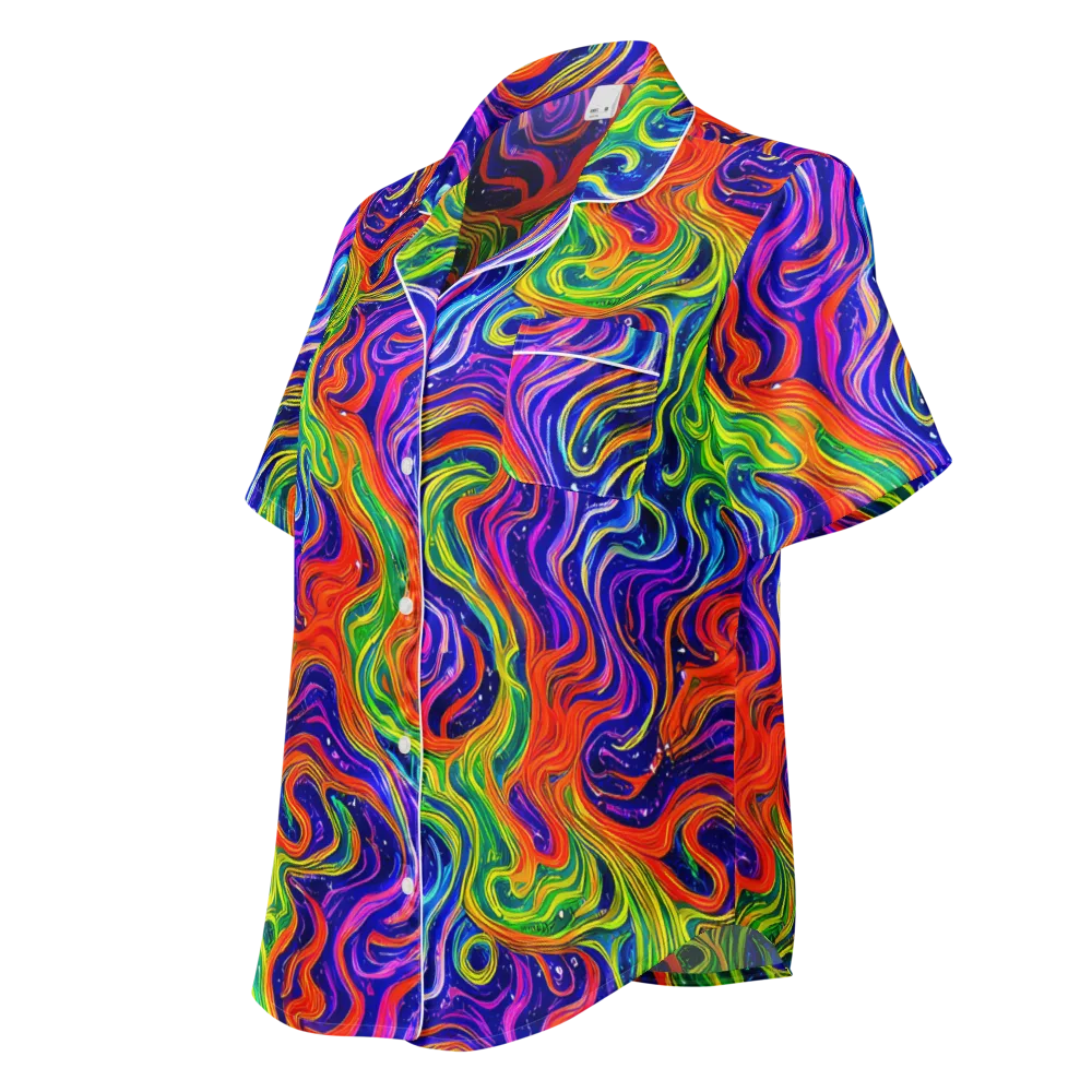 Kaleidoscope Tide on Women's Short Sleeve Pajama Top — Left Front