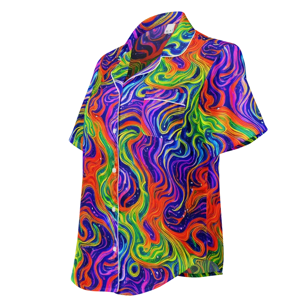 Kaleidoscope Tide on Women's Short Sleeve Pajama Top — Left Front