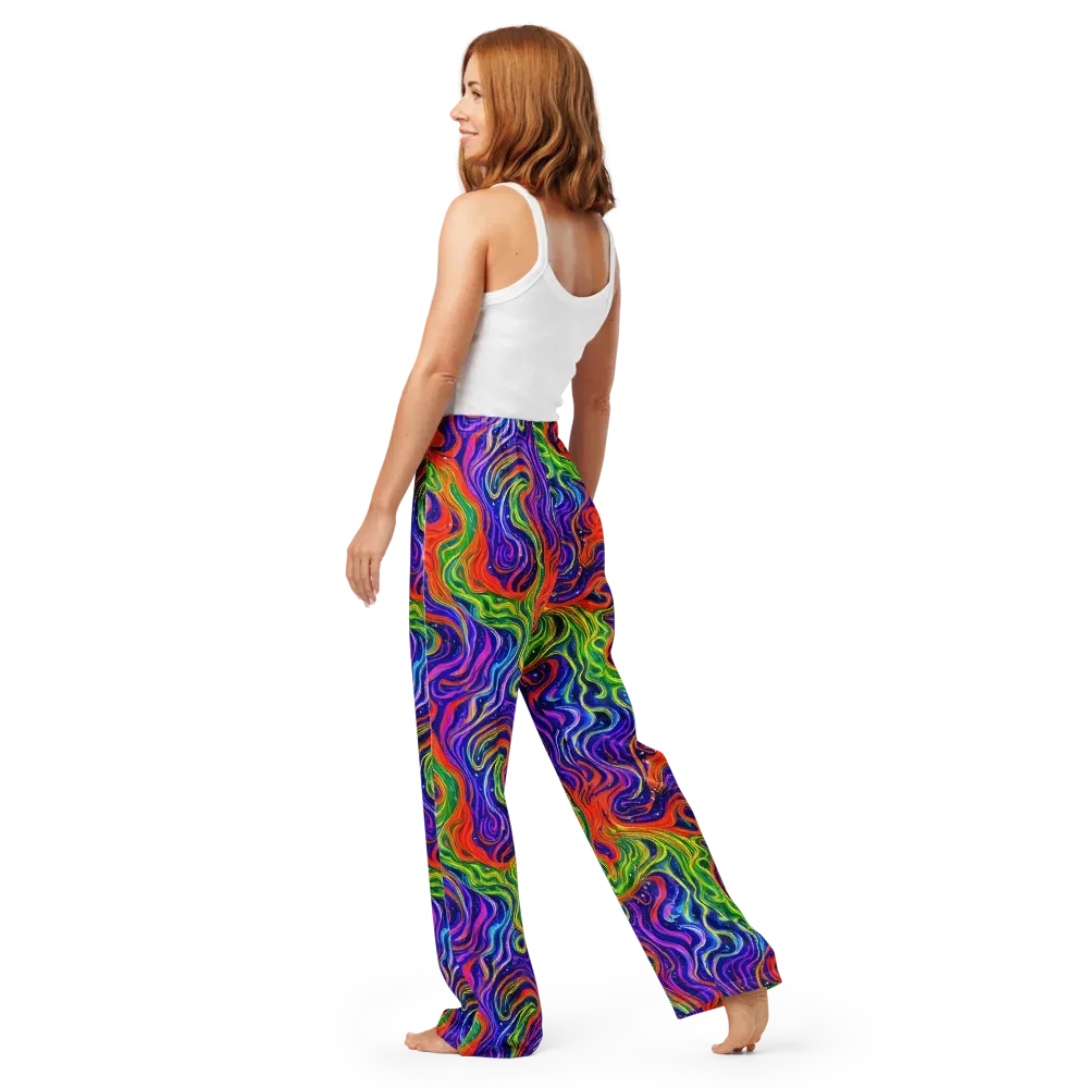Kaleidoscope Tide on Women's Pajama Pants — Back