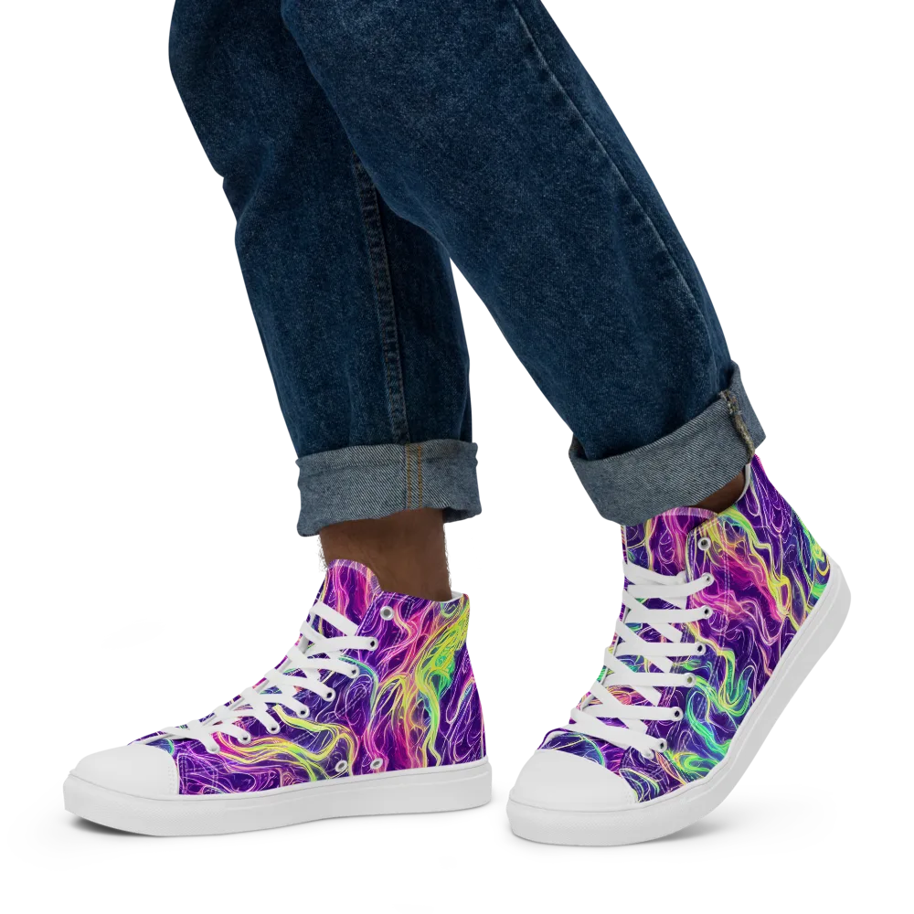 Glowstream on Men's High Top Canvas Shoes — Left