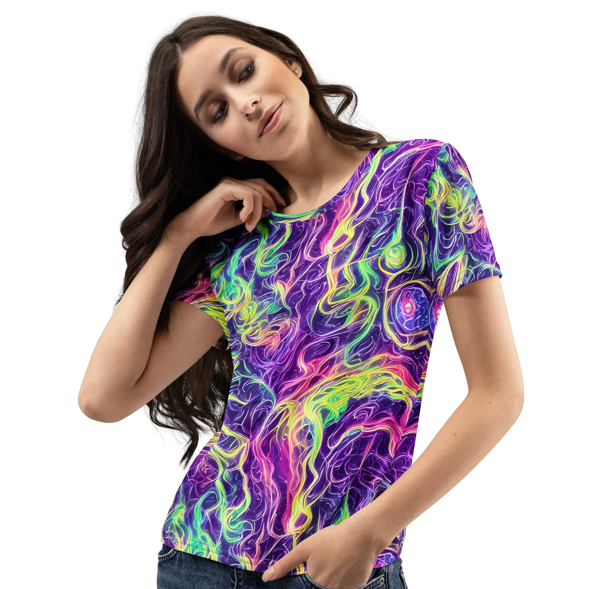 Glowstream on Women's Crew Neck T-Shirt — Left Front