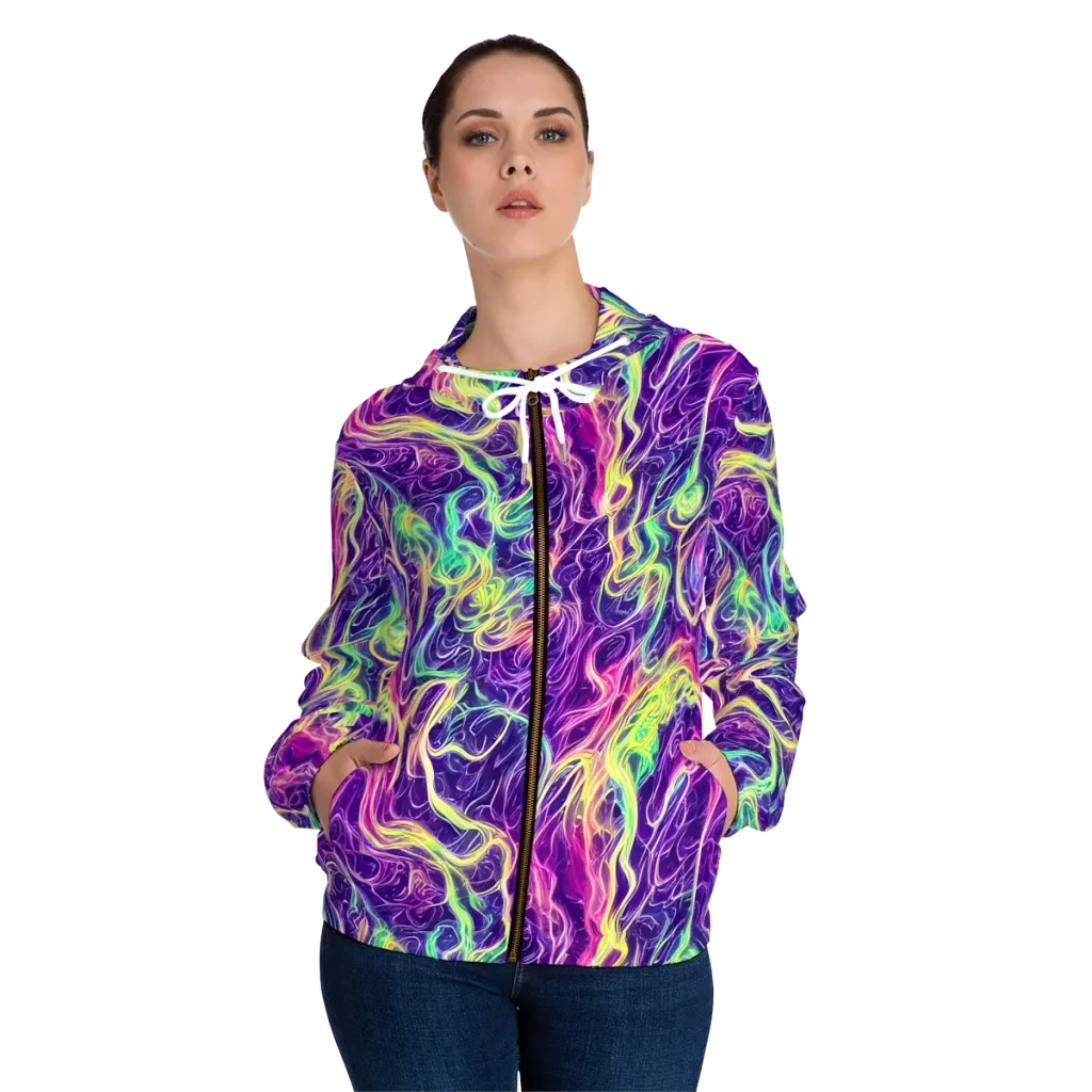 Glowstream on Women's Full-Zip Hoodie — Front On Person