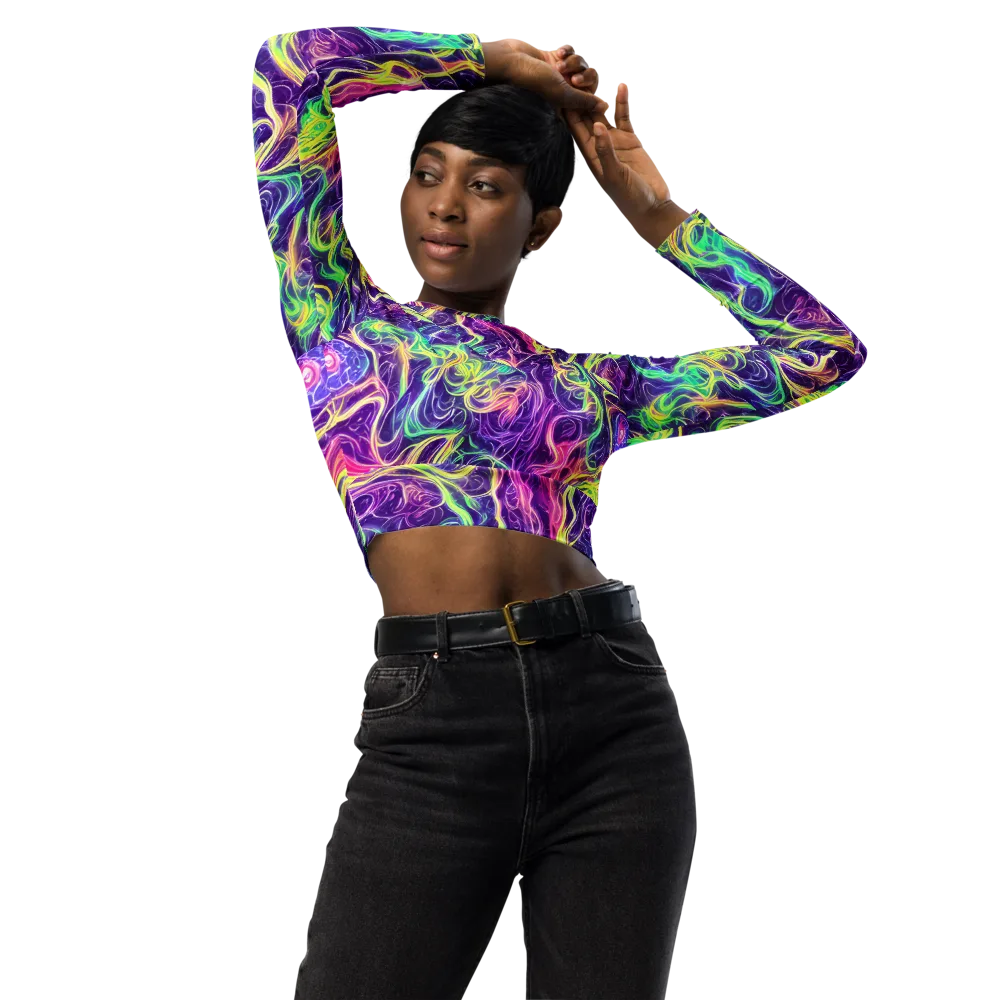 Glowstream on Long Sleeve Crop Top — Front