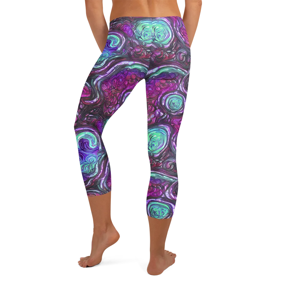 Neon Rosette on Capri Leggings — Back
