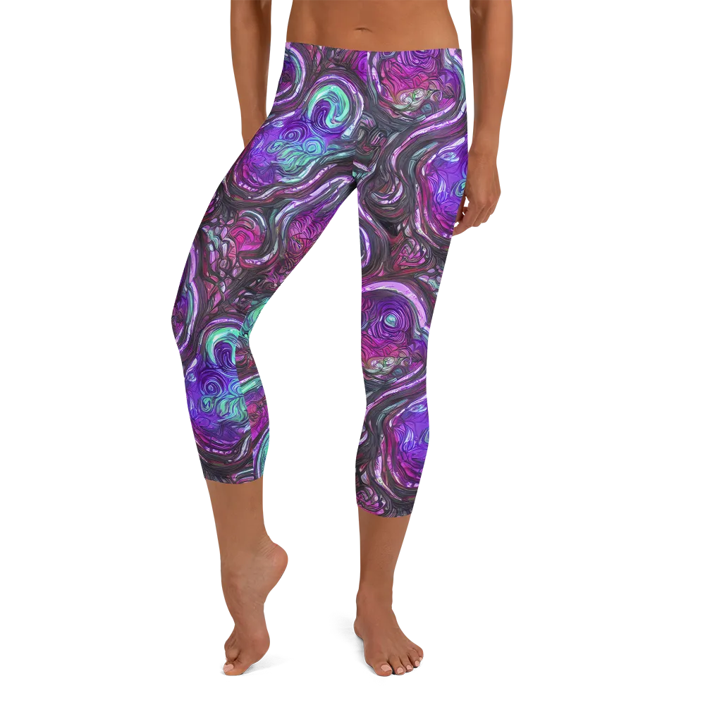 Neon Rosette on Capri Leggings — Front