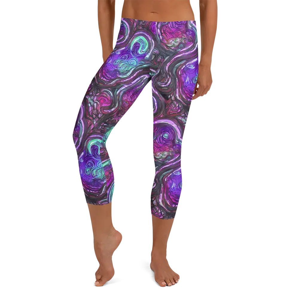 Neon Rosette on Capri Leggings — Front