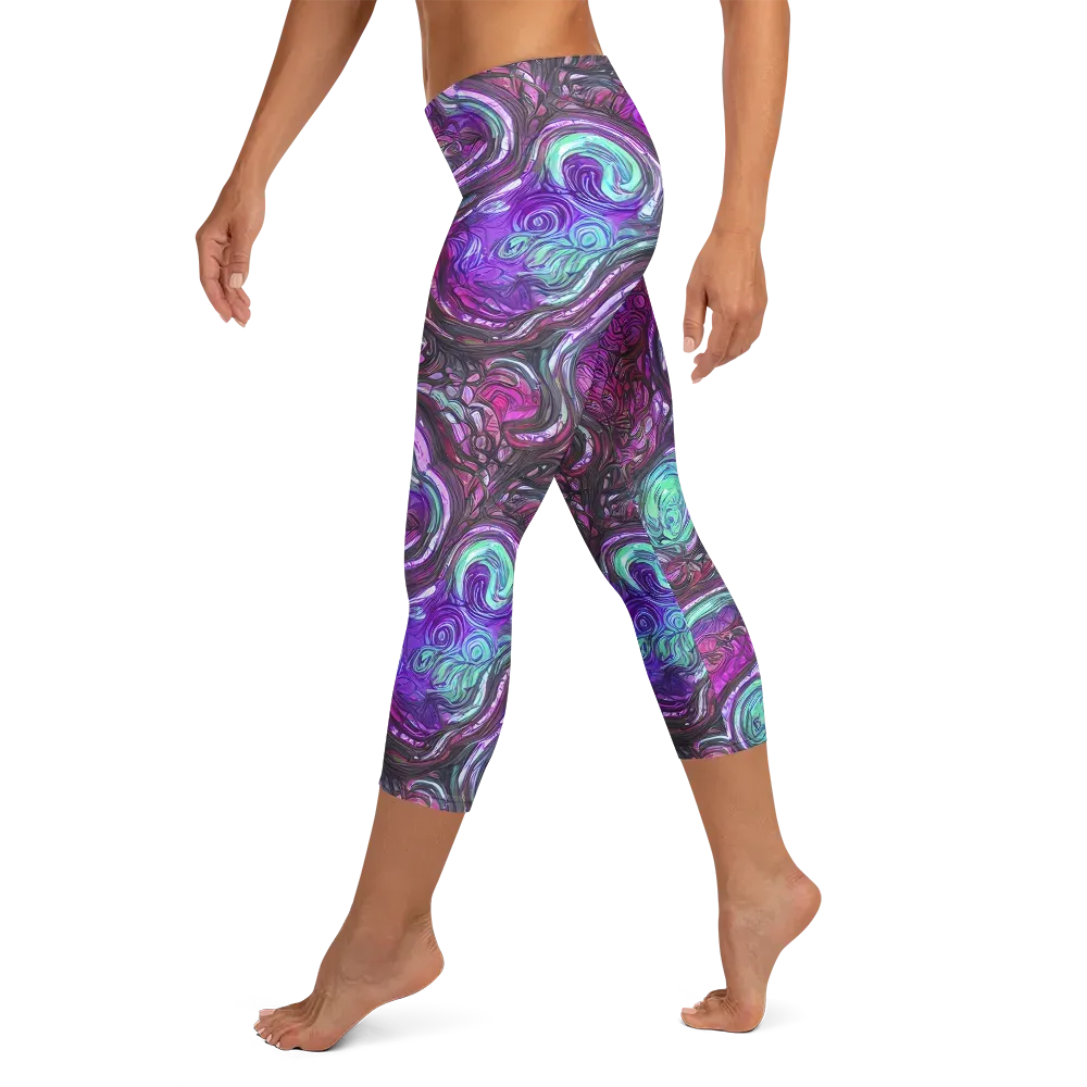 Neon Rosette on Capri Leggings — Left