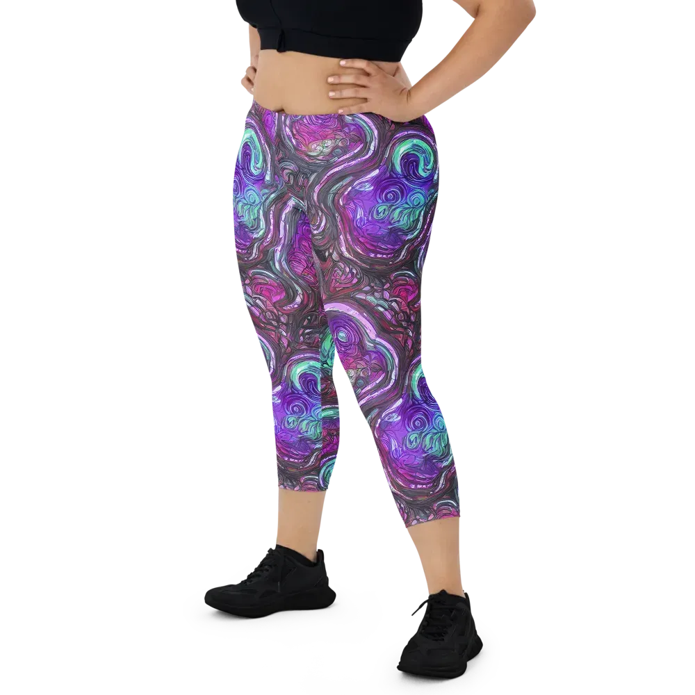 Neon Rosette on Capri Leggings — Front