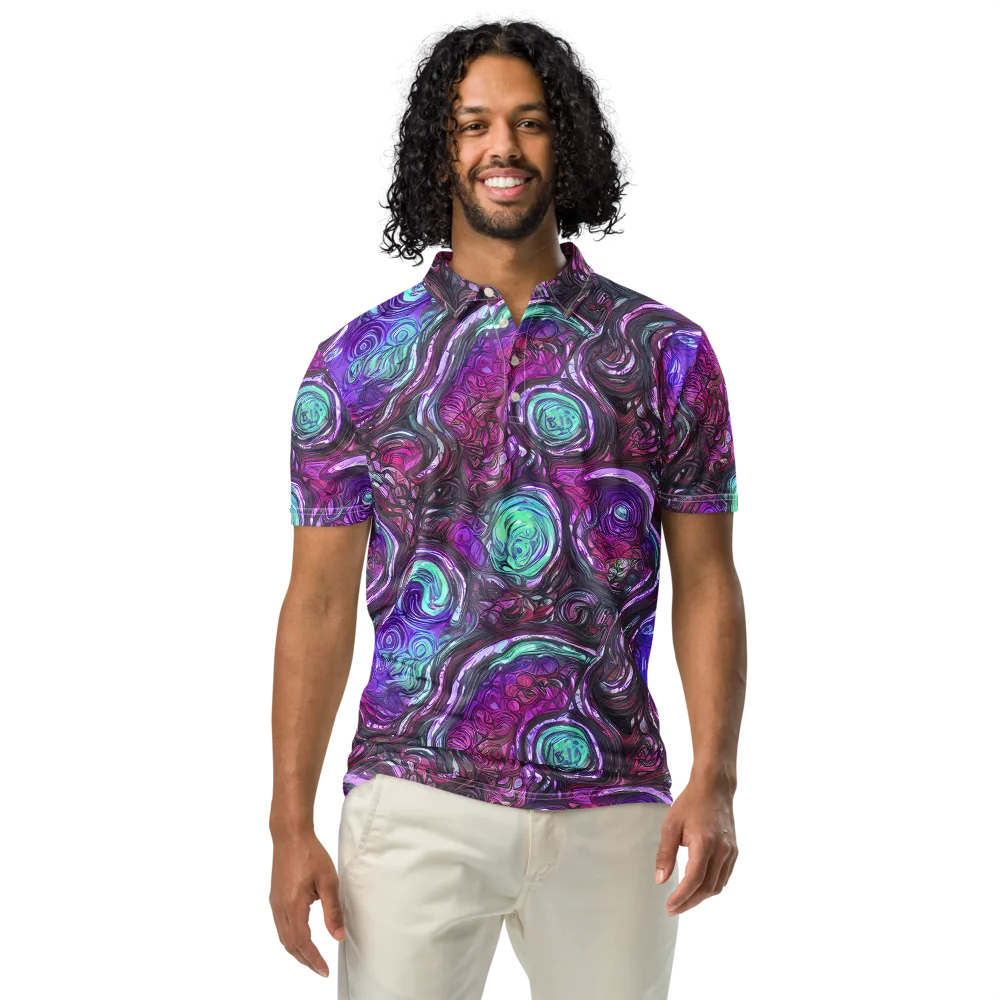 Neon Rosette on Men's Slim Fit Polo Shirt — Front