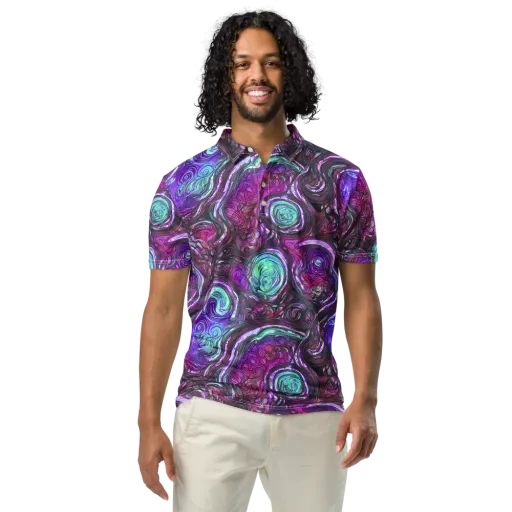 Neon Rosette on a Men's Slim Fit Polo Shirt