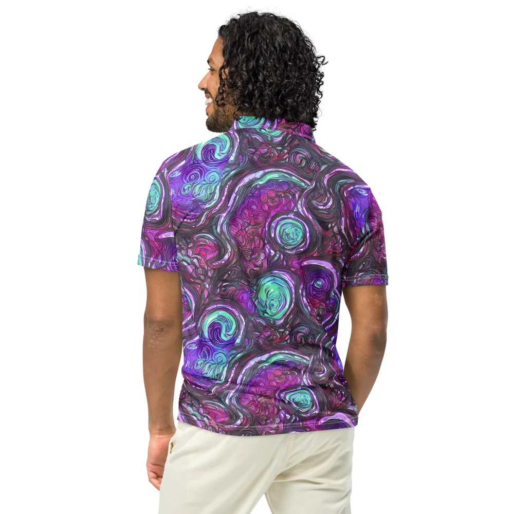 Neon Rosette on Men's Slim Fit Polo Shirt — Back