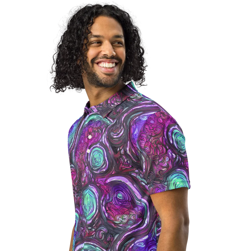 Neon Rosette on Men's Slim Fit Polo Shirt — Left Front
