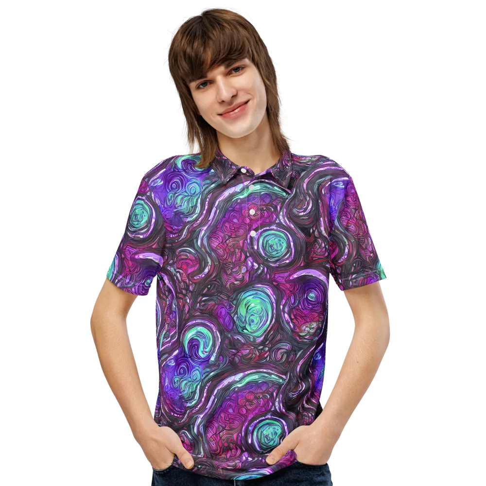 Neon Rosette on Men's Slim Fit Polo Shirt — Front