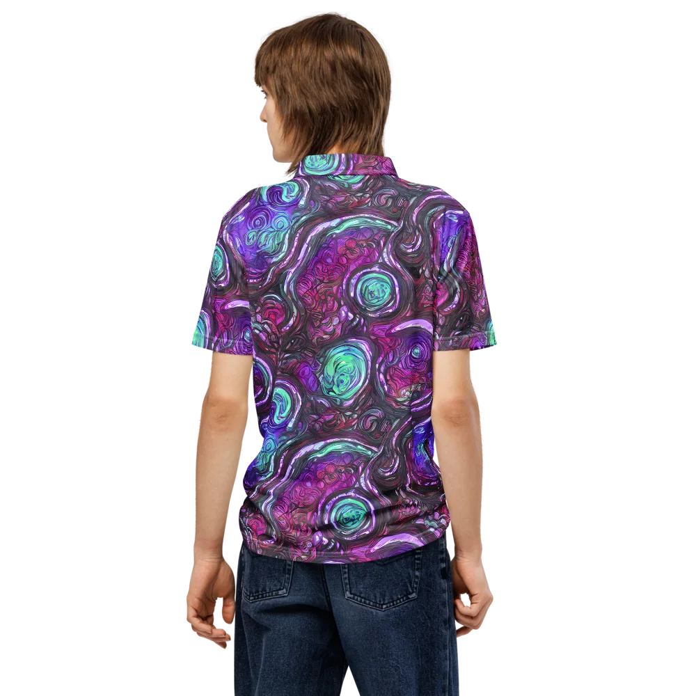 Neon Rosette on Men's Slim Fit Polo Shirt — Back