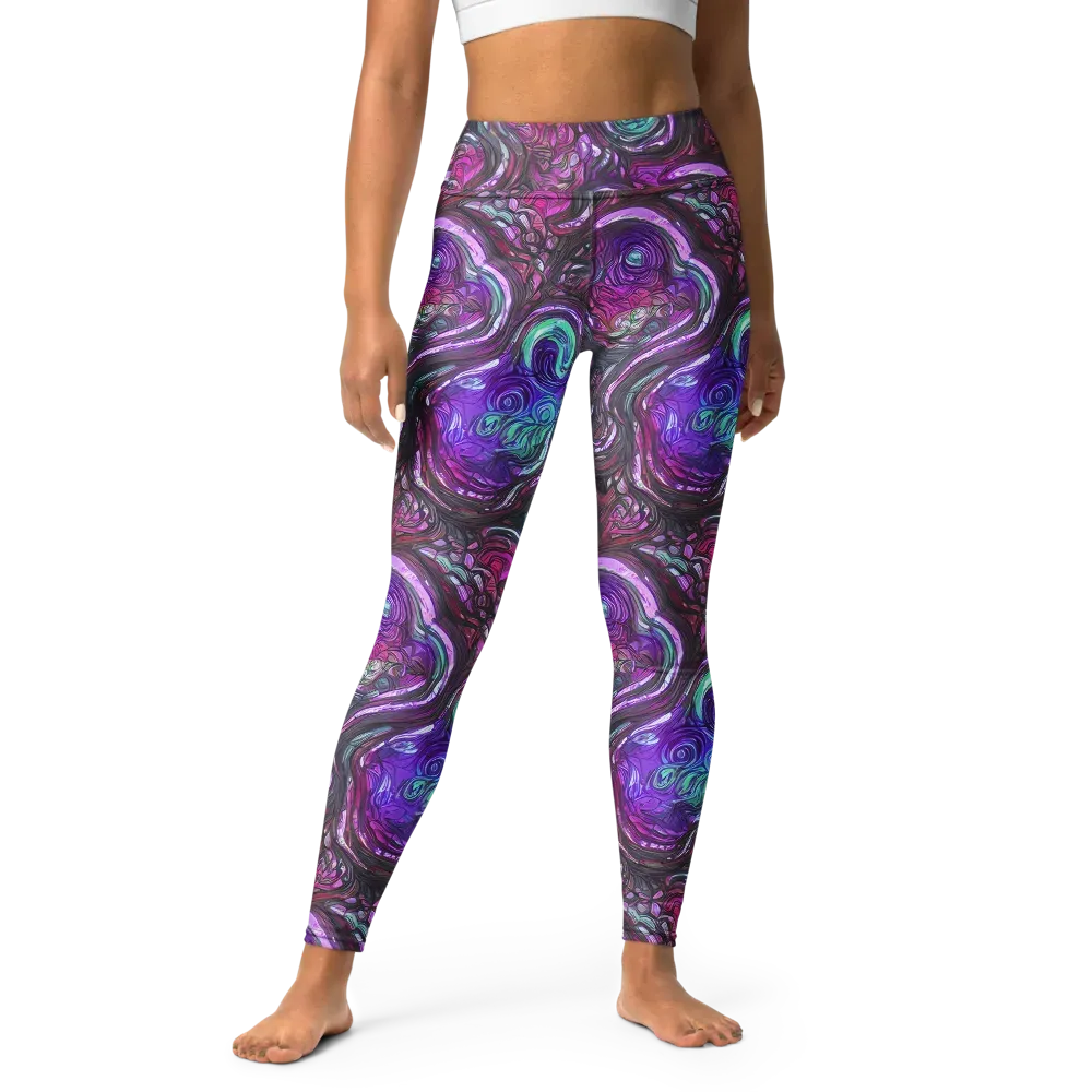 Neon Rosette on Yoga Leggings — Front