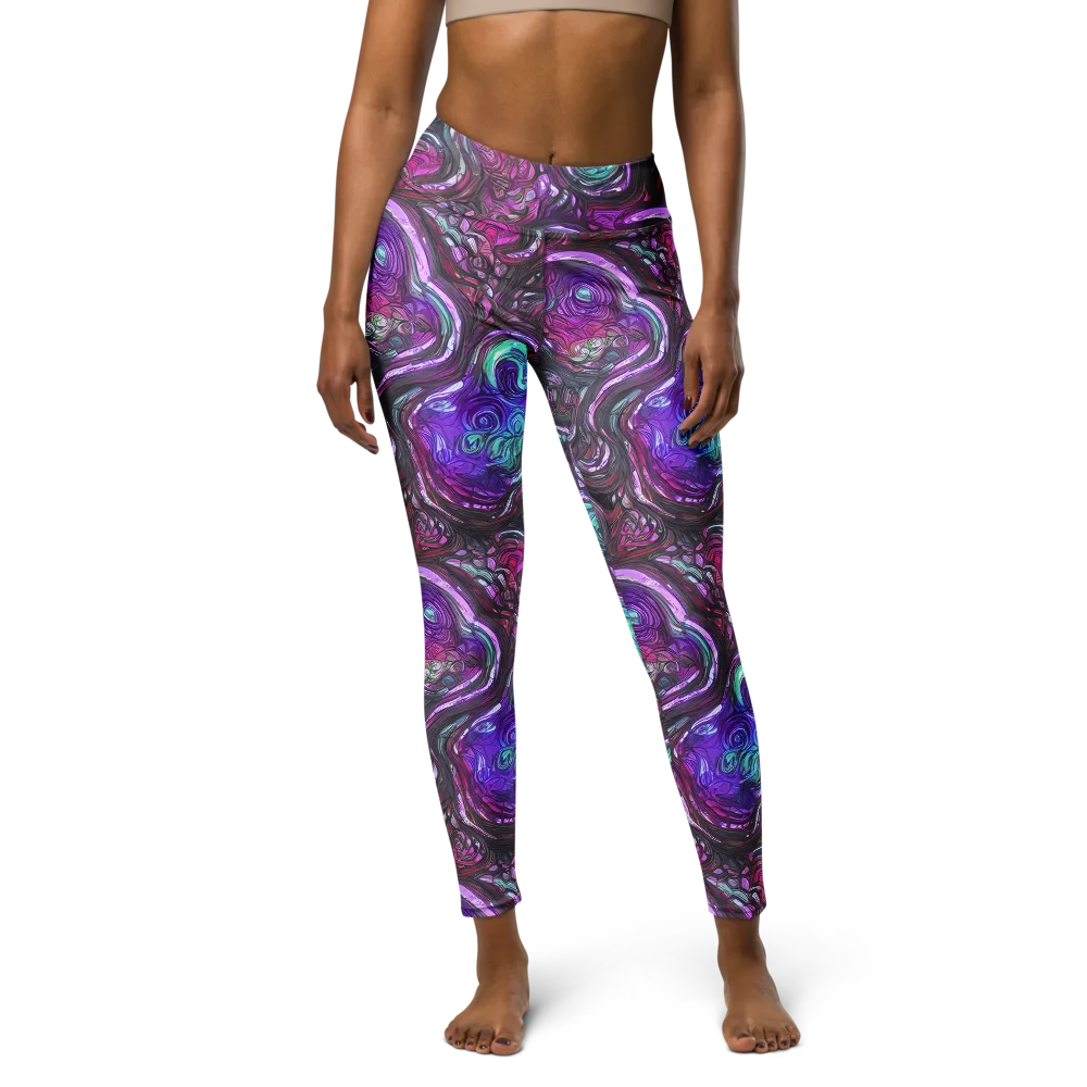 Neon Rosette on Yoga Leggings — Front