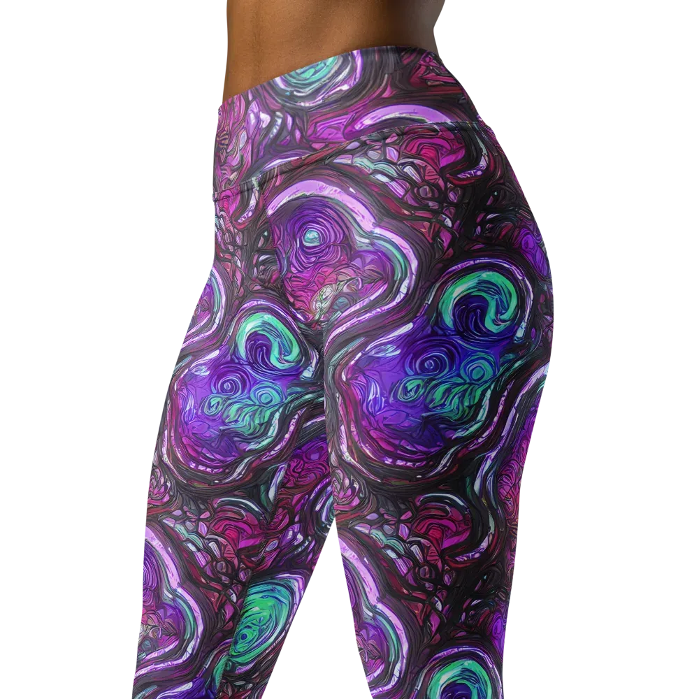 Neon Rosette on Yoga Leggings — Left Front