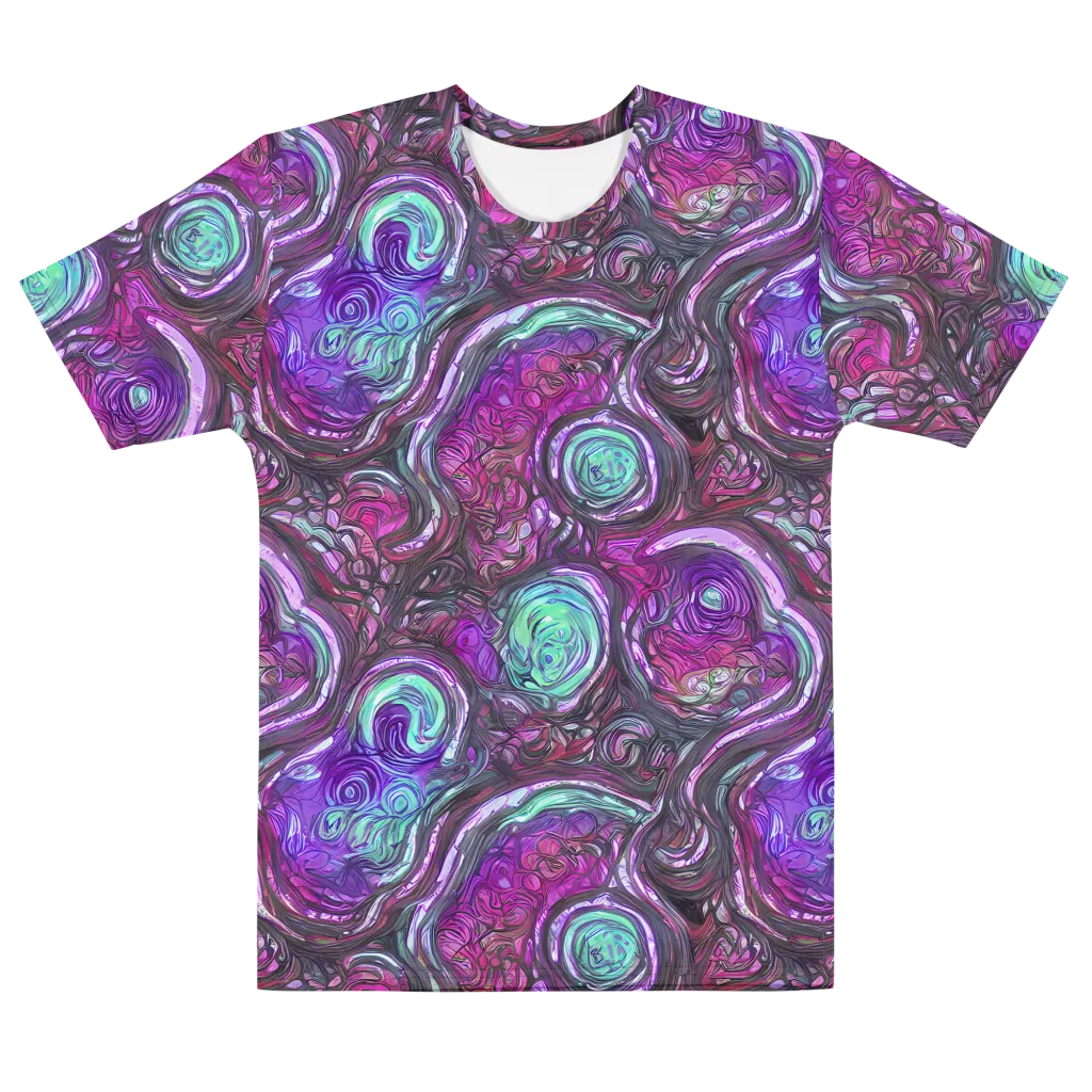Neon Rosette on Men's Cotton Crew Neck T-Shirt — Front