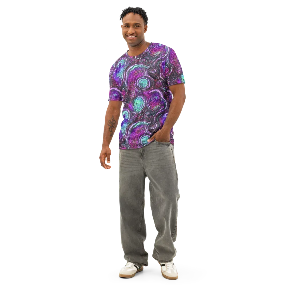 Neon Rosette on Men's Cotton Crew Neck T-Shirt — Front