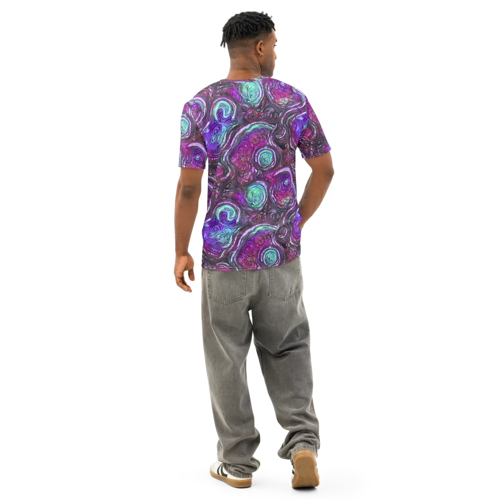Neon Rosette on Men's Cotton Crew Neck T-Shirt — Back