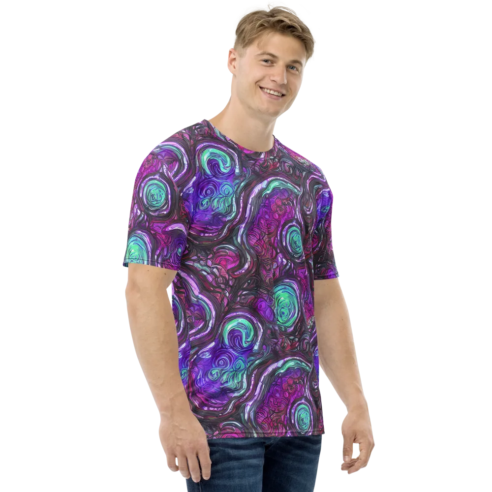 Neon Rosette on Men's Crew Neck T-Shirt — Right