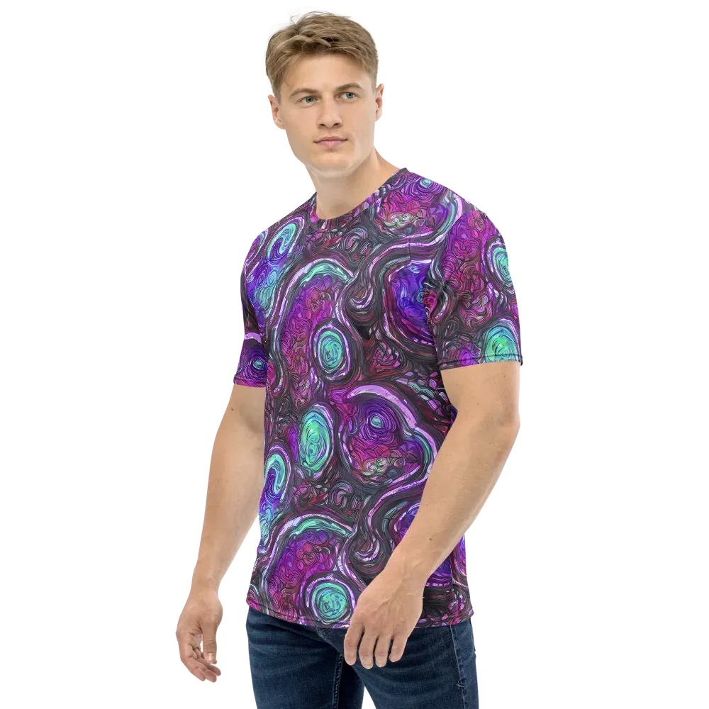 Neon Rosette on Men's Crew Neck T-Shirt — Left