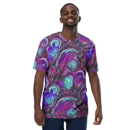 Neon Rosette on a Men's Crew Neck T-Shirt