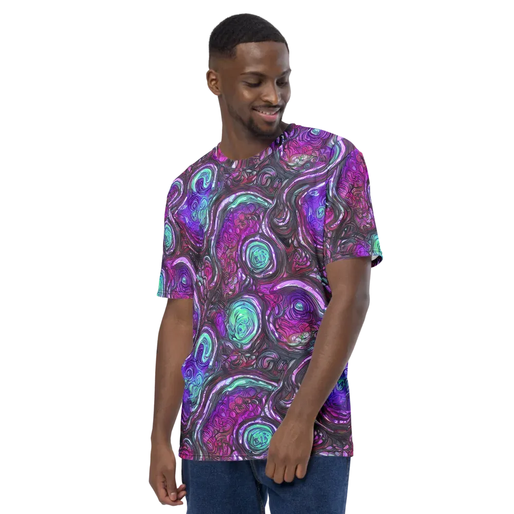 Neon Rosette on Men's Crew Neck T-Shirt — Left