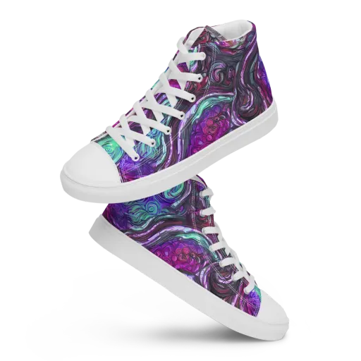 Neon Rosette on a Men's High Top Canvas Shoes