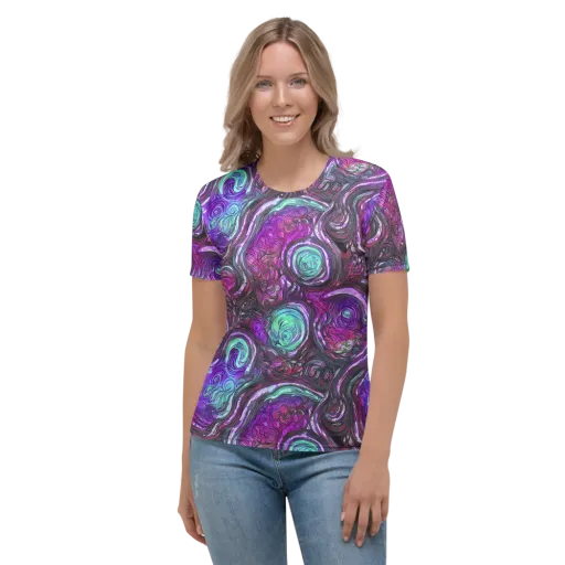 Neon Rosette on a Women's Crew Neck T-Shirt