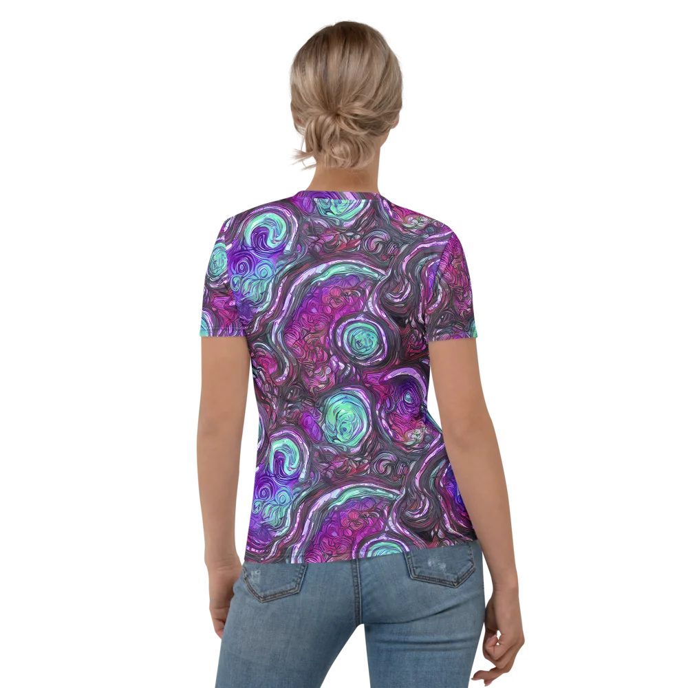 Neon Rosette on Women's Crew Neck T-Shirt — Back