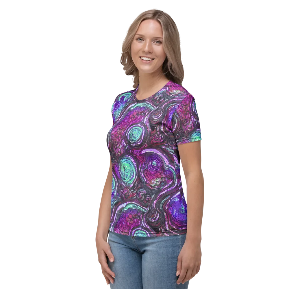 Neon Rosette on Women's Crew Neck T-Shirt — Left