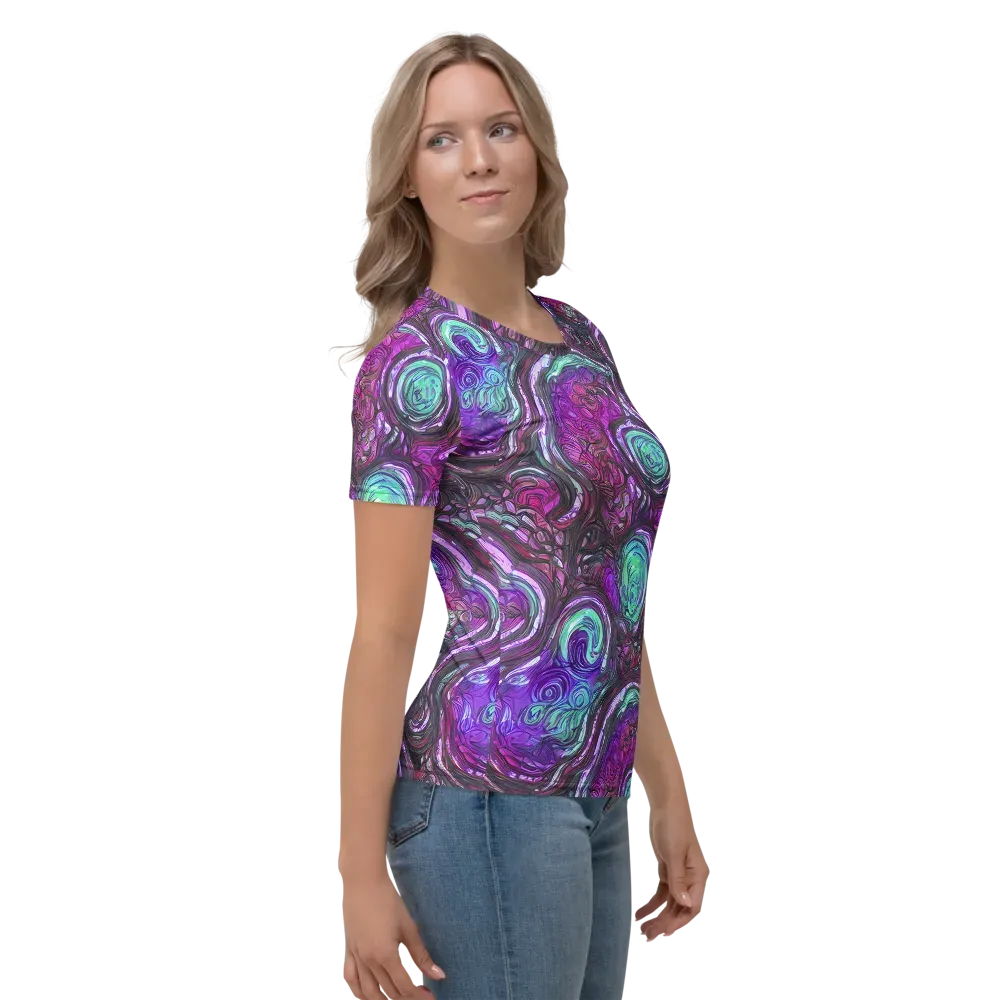 Neon Rosette on Women's Crew Neck T-Shirt — Right