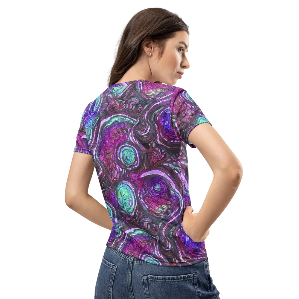 Neon Rosette on Women's Crew Neck T-Shirt — Back