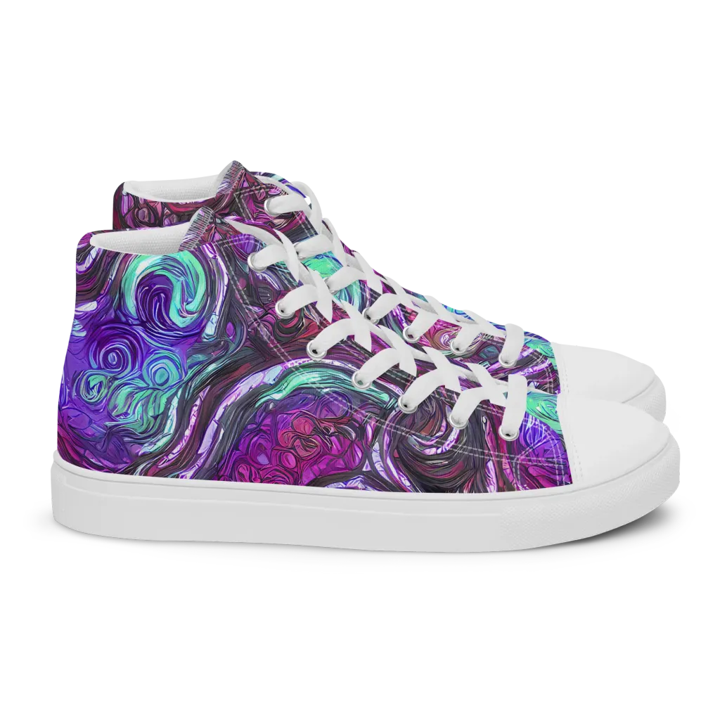 Neon Rosette on Women's High Top Canvas Shoes — Right