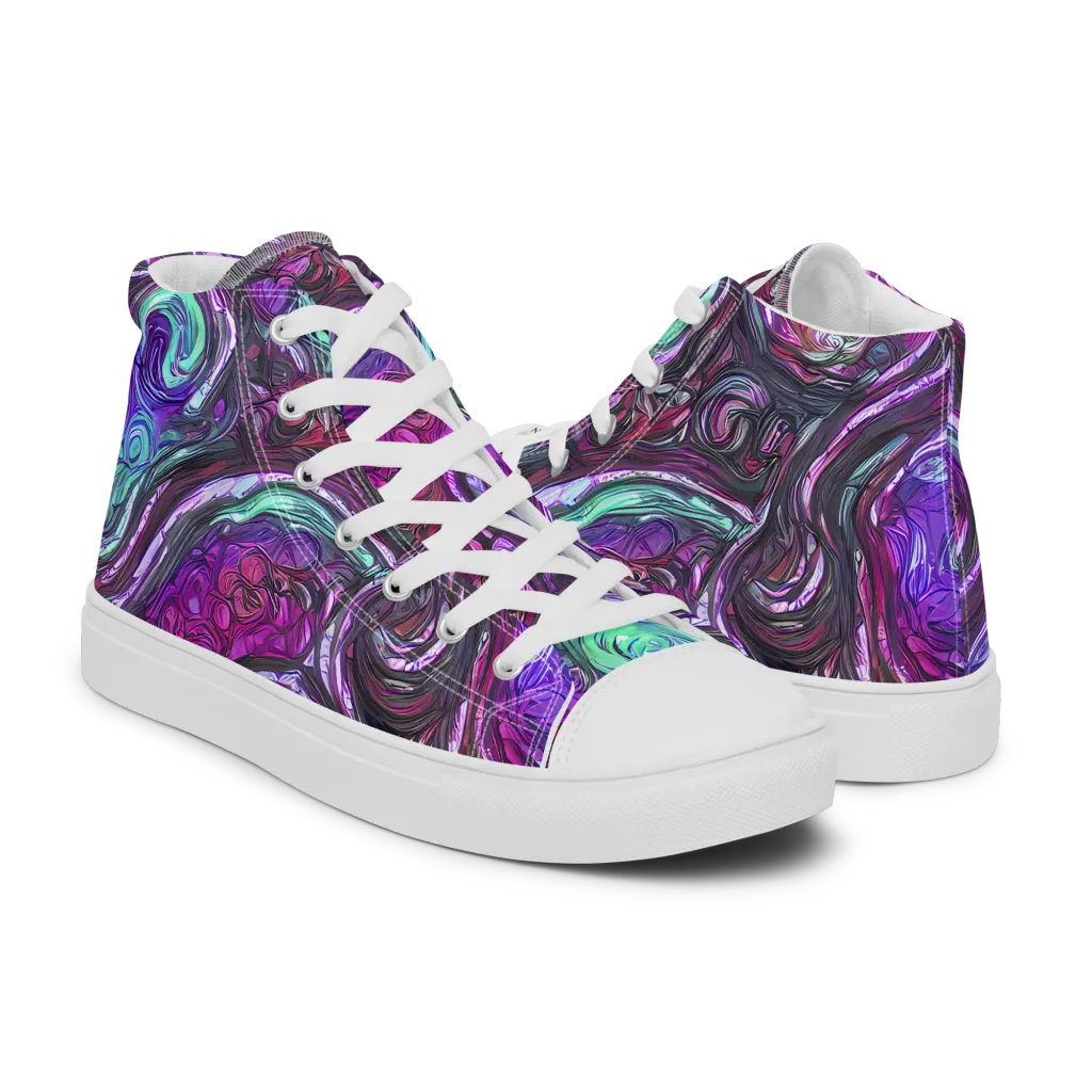 Neon Rosette on Women's High Top Canvas Shoes — Right