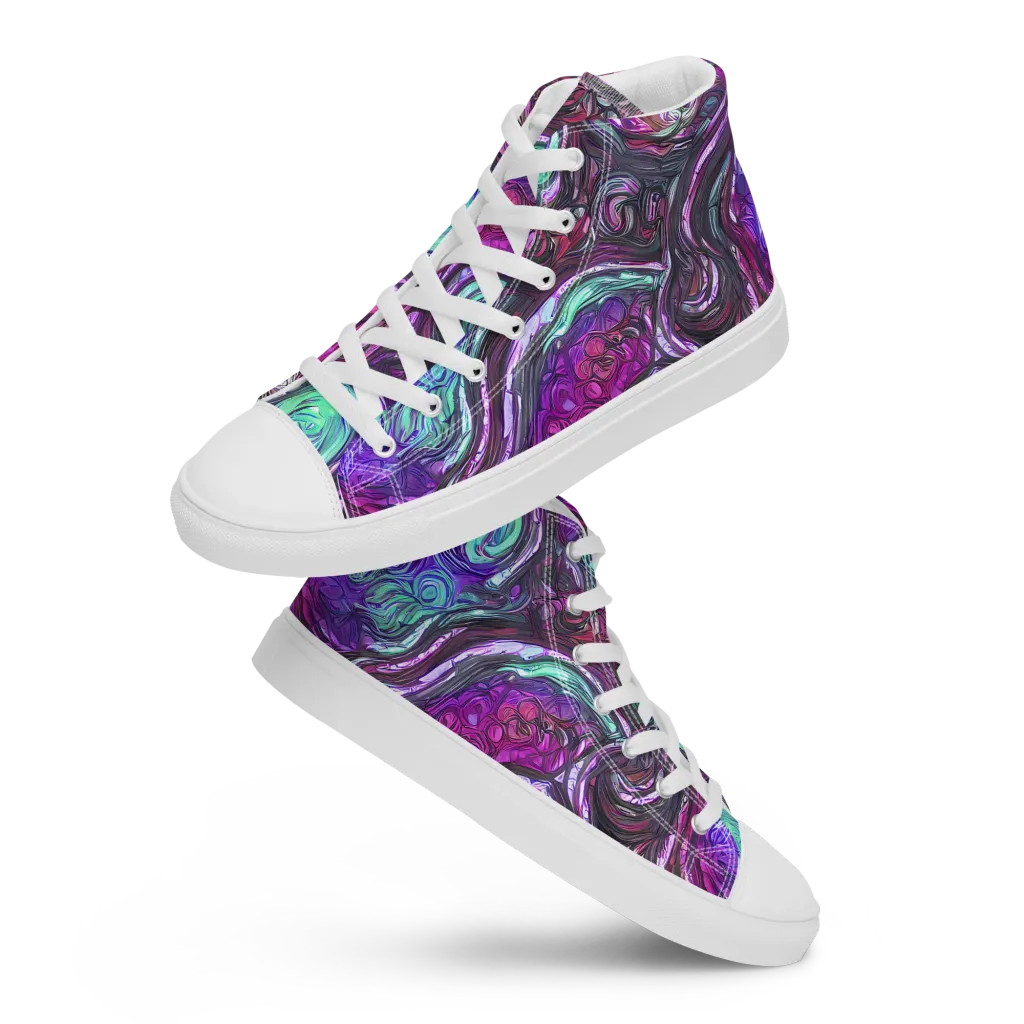 Neon Rosette on Women's High Top Canvas Shoes — Front