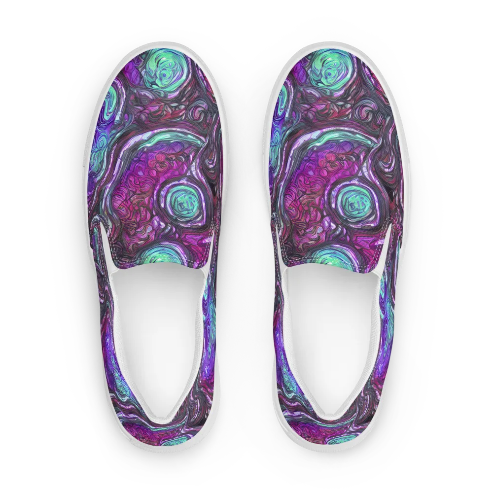 Neon Rosette on Men's Slip-On Canvas Shoes — Front