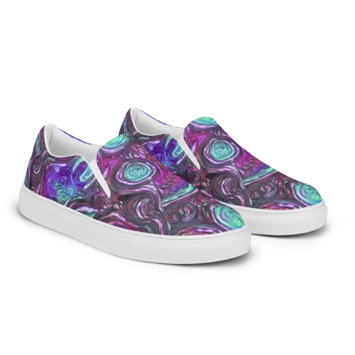 Neon Rosette on a Men's Slip-On Canvas Shoes