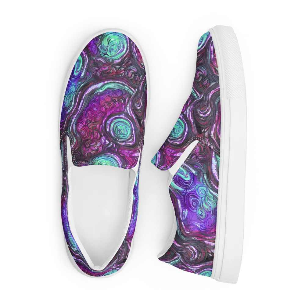 Neon Rosette on Men's Slip-On Canvas Shoes — Front