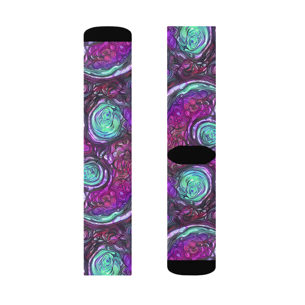 Neon Rosette on Socks — Left Sock