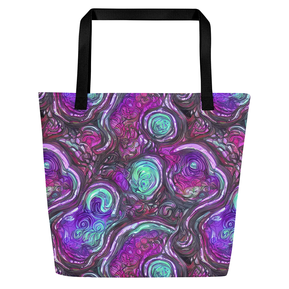 Neon Rosette on Large Tote Bag W/ Pocket — Front